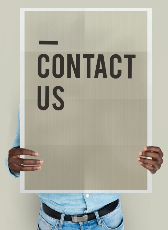 Man holding a contact us sign